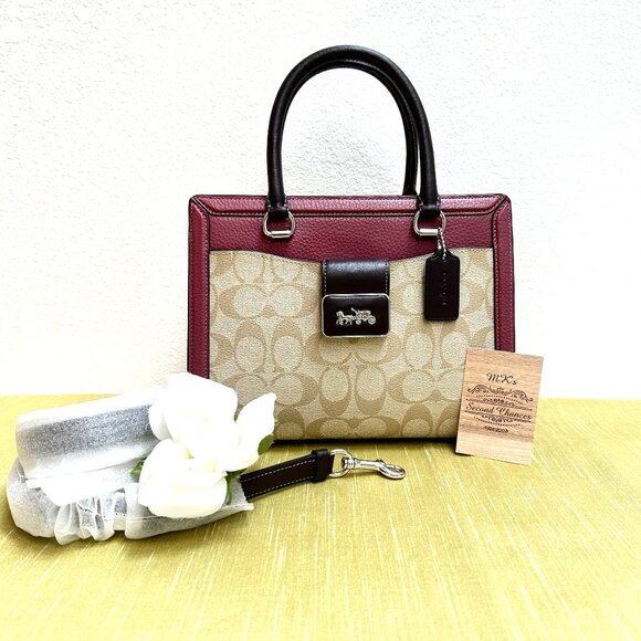 Coach Grace Carryall CJ634 Colorblock Sign Canvas Raspberry/Multi, Xbody - NWOT - Picture 1 of 13